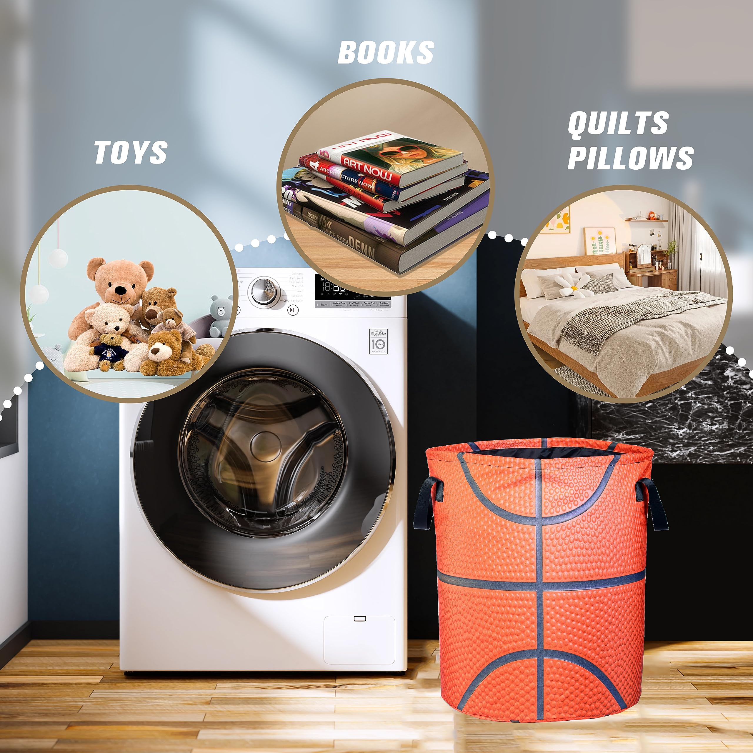 Nutainla spacious basket fits laundry, toys, books, and more in bedrooms.