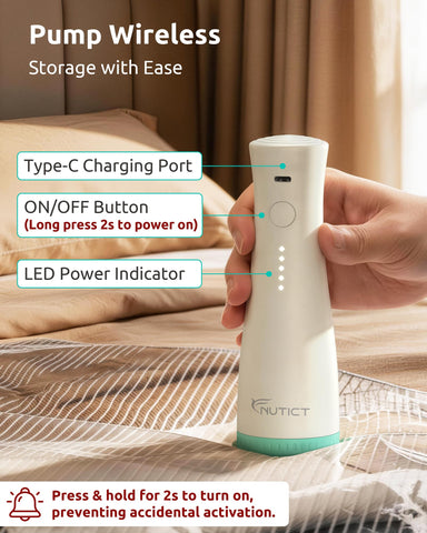 NUTICT 2000mAh wireless pump enables cordless on-the-go sealing.