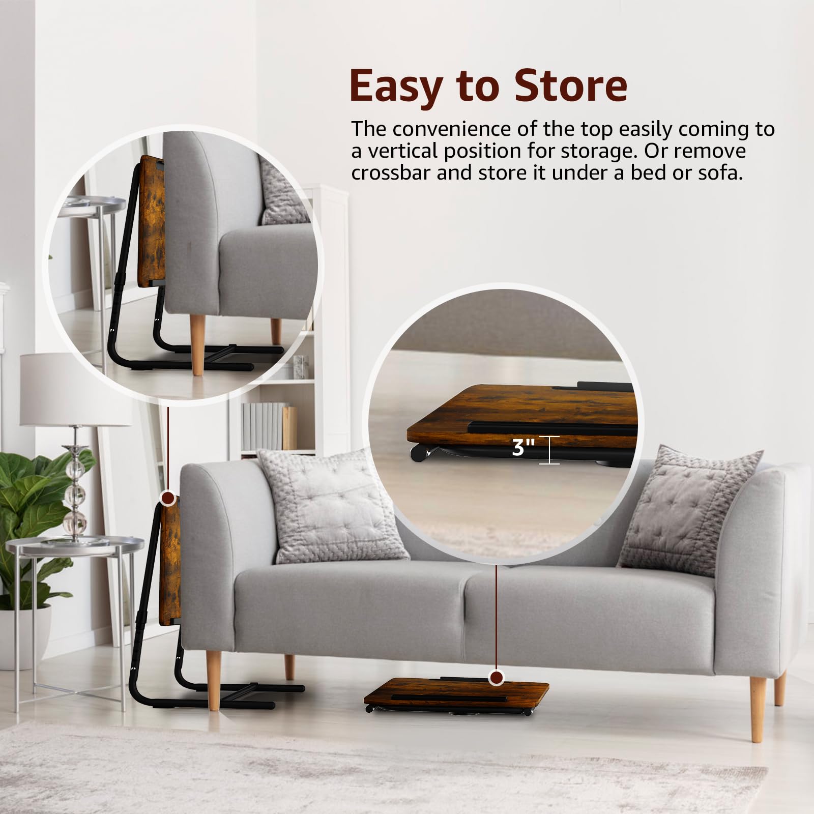 Nutikas Folding TV Tray compact storage with vertical folding.