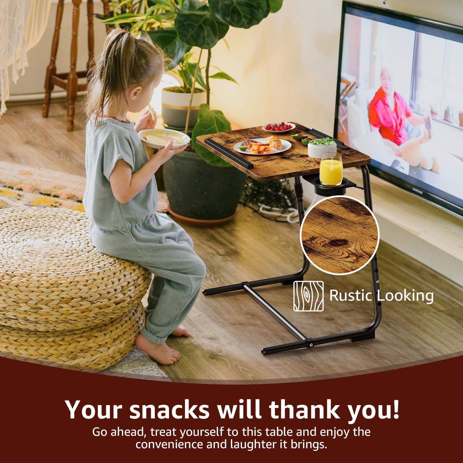 NUTIKAS TV trays engineered wood finish adds rustic style