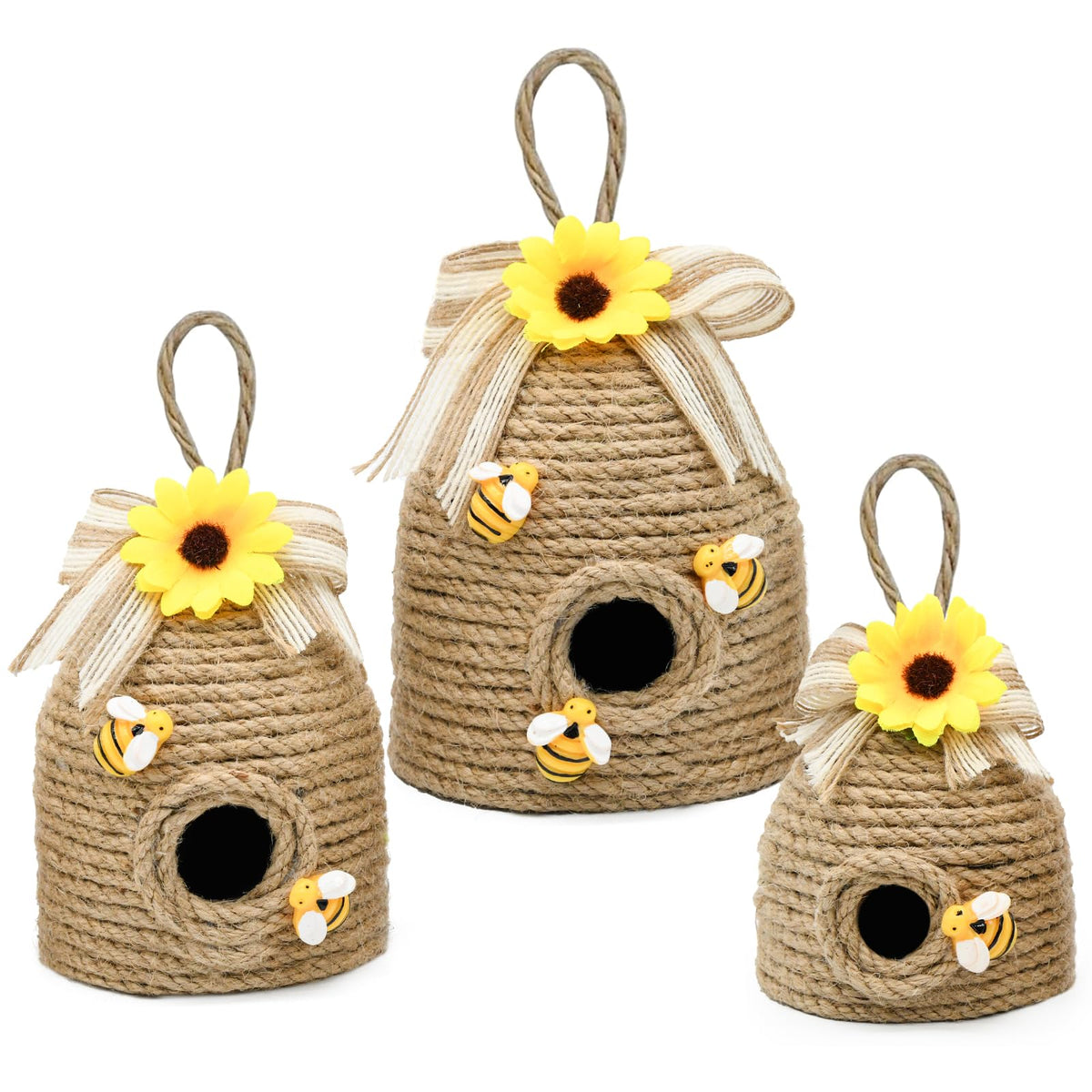 Nuvagiki bee hive decor set of three adds charming farmhouse flair to tables and shelves.