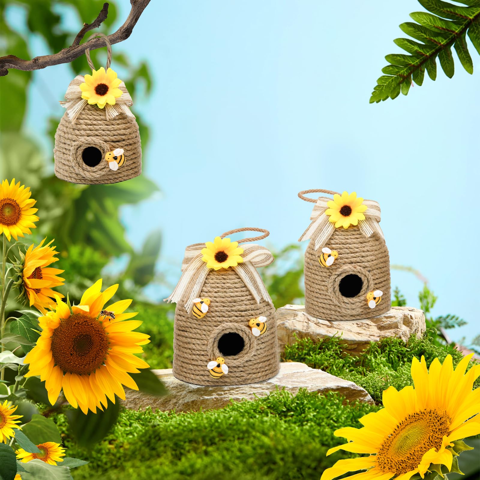 Nuvagiki large honeycomb hive adds visual interest and seasonal charm.