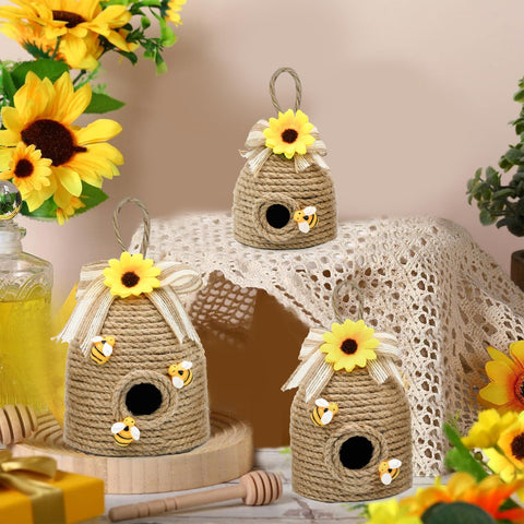 Nuvagiki sunflower accents elevate the bee hive scene, perfect for spring tablescapes.