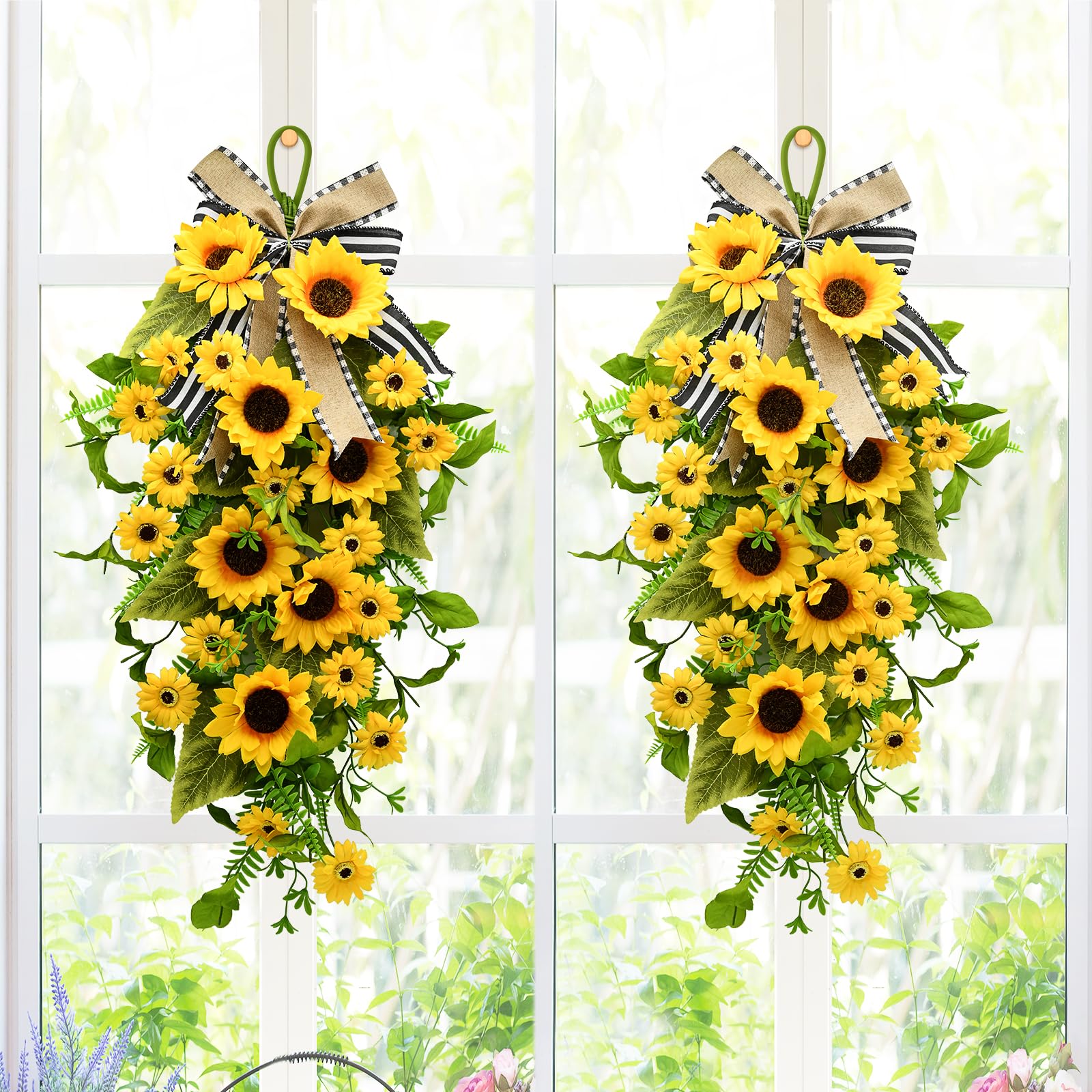 nuvagiki silk preserved sunflowers wreath with realistic texture and long-lasting color