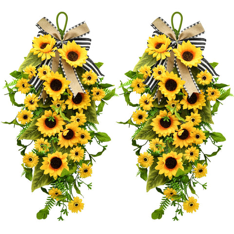 nuvagiki sunflower teardrop swag front door inviting spring color and warmth