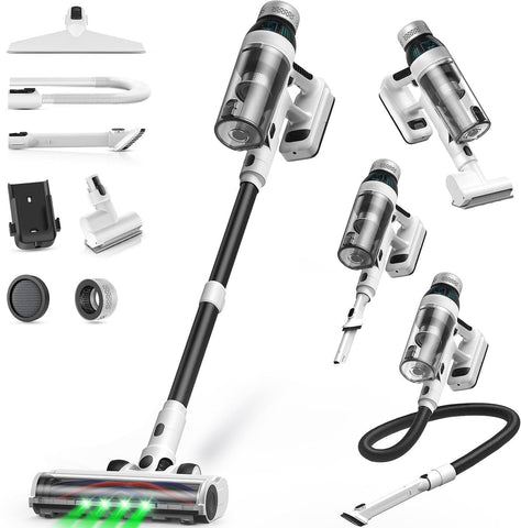 NuYupo cordless vacuum with LED headlights illuminating dark corners for thorough cleaning