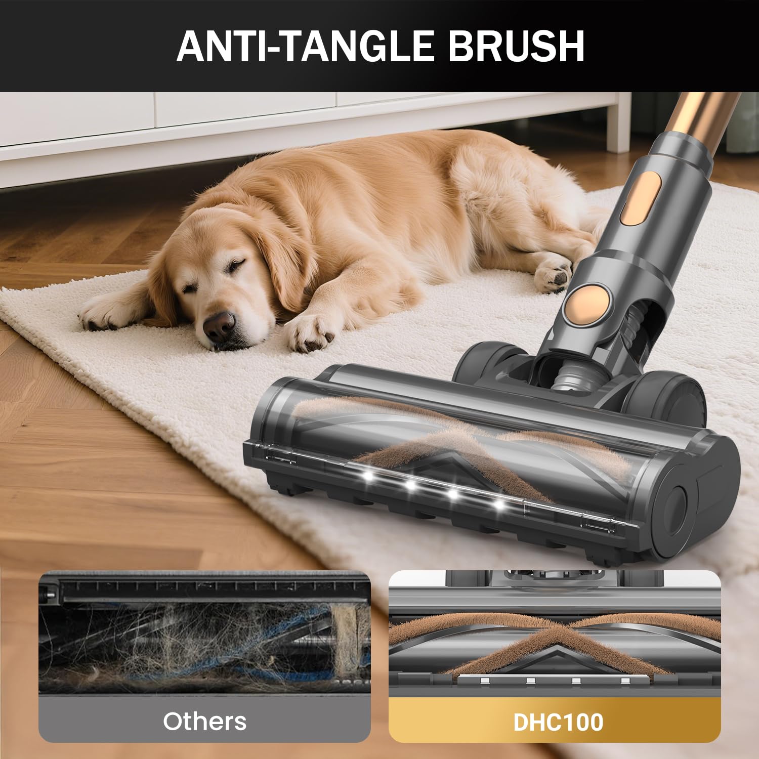 NuYupo DHC100 270-degree brush head reaches under furniture for deep cleaning