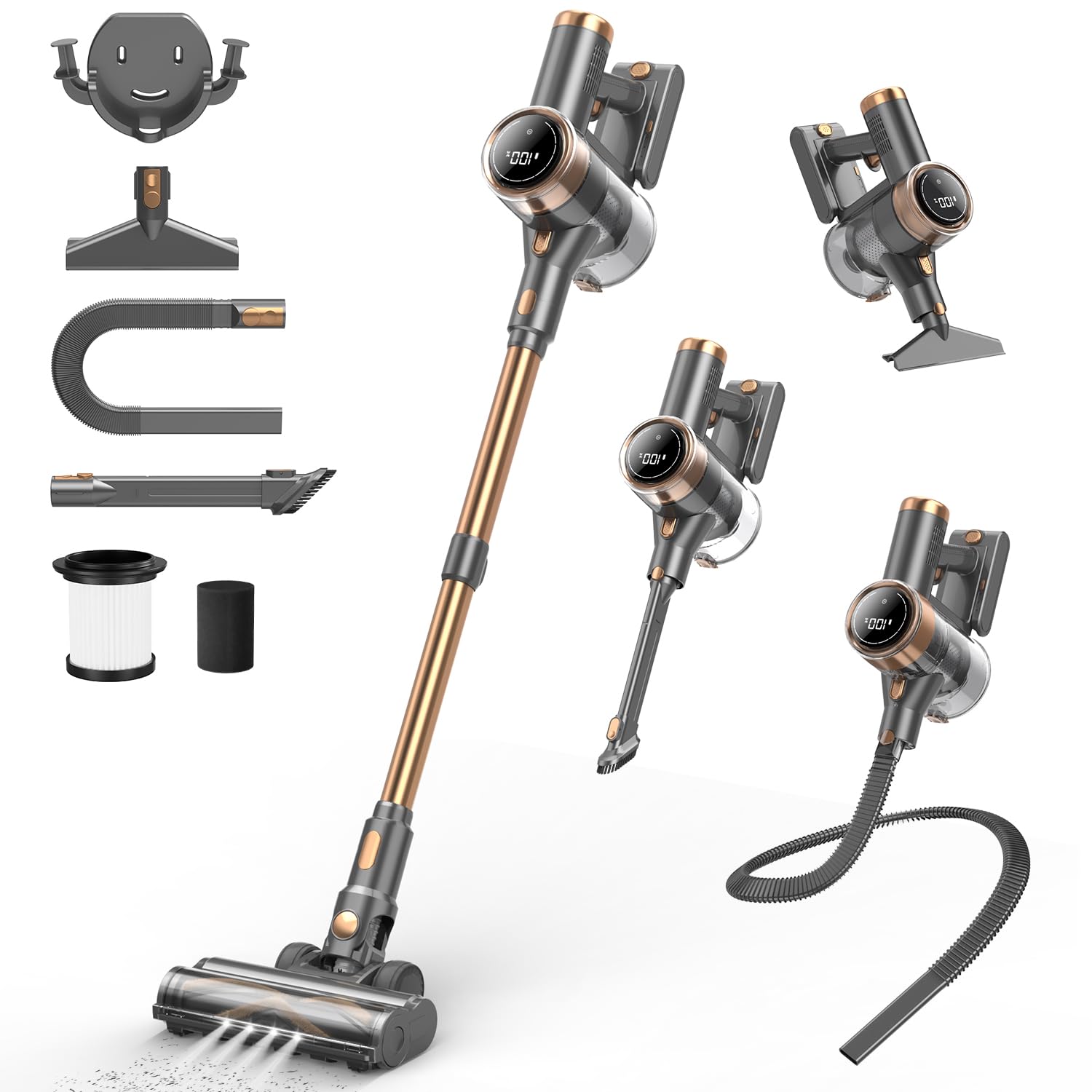 NuYupo DHC100 cordless vacuum with 45-minute runtime for extended cleaning sessions on floors