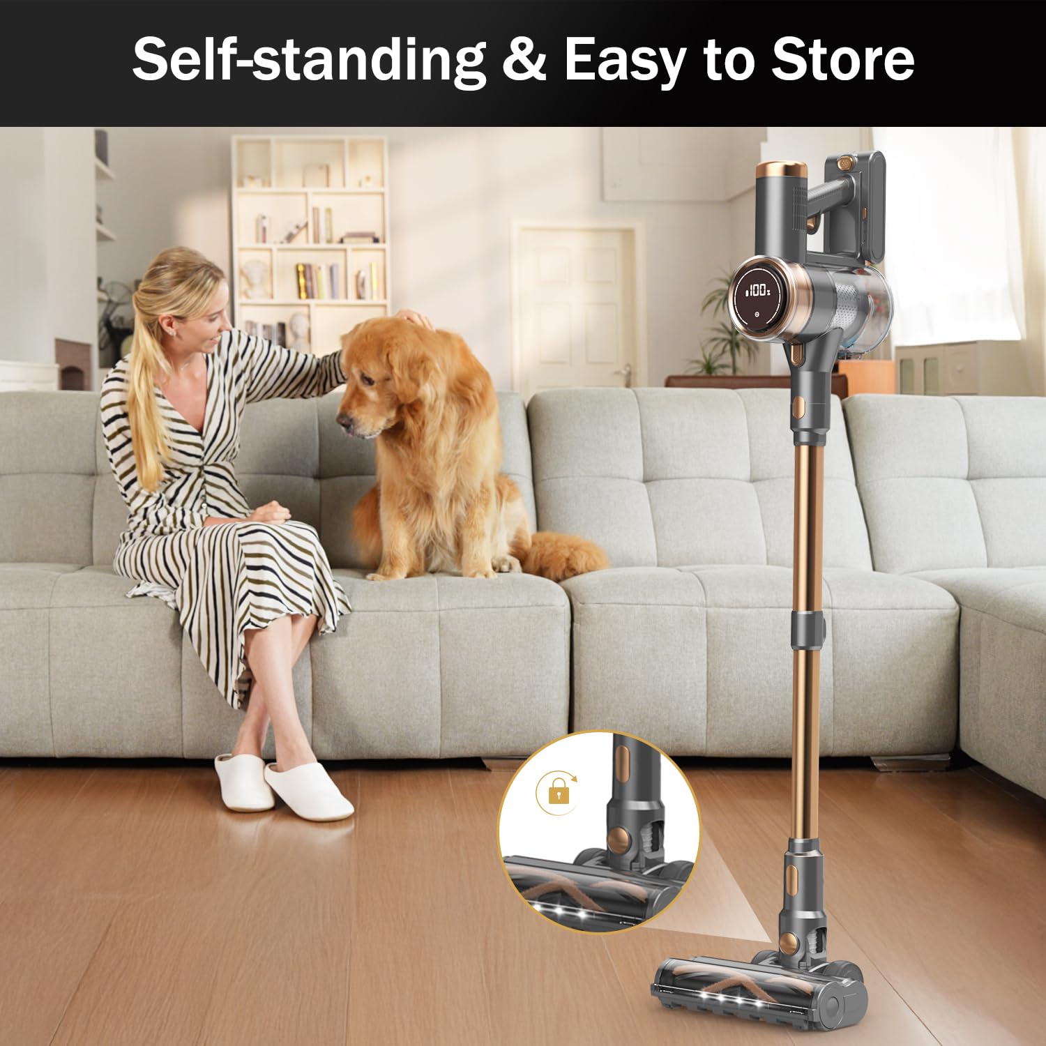 NuYupo DHC100 lightweight design enables easy cleaning around furniture