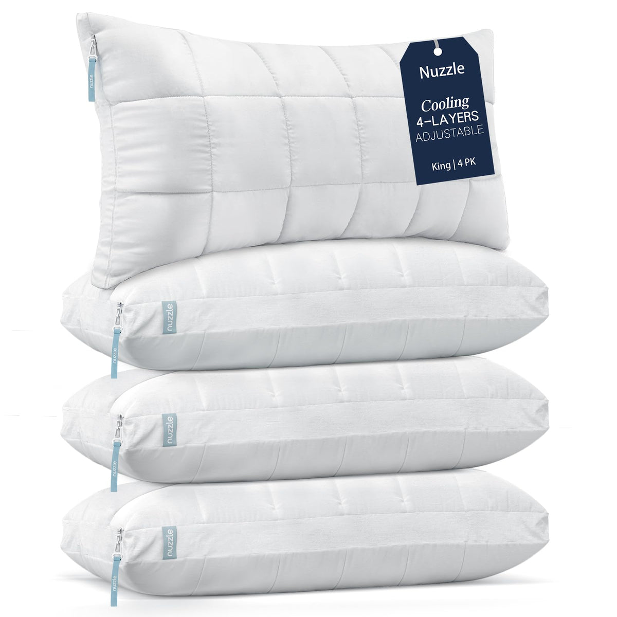Nuzzle King Size Pillows 4-pack for hotel-grade sleep setup