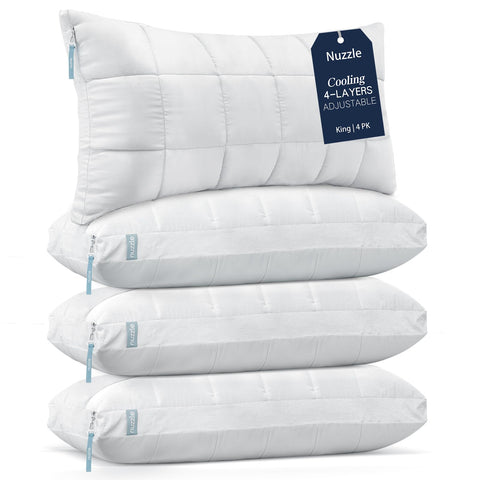 Nuzzle King Size Pillows 4-pack for hotel-grade sleep setup