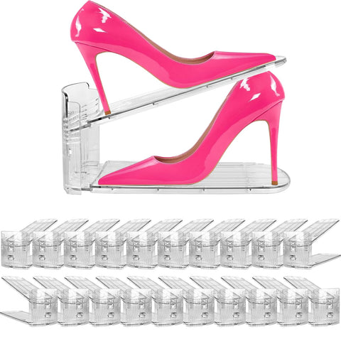 NVGSN clear shoe slots overview showing transparent organizer on a shelf