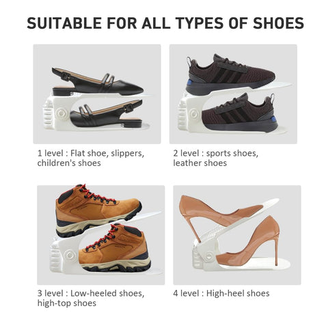 NVGSN compatible with flats, sneakers, and heels for versatile closet organization.