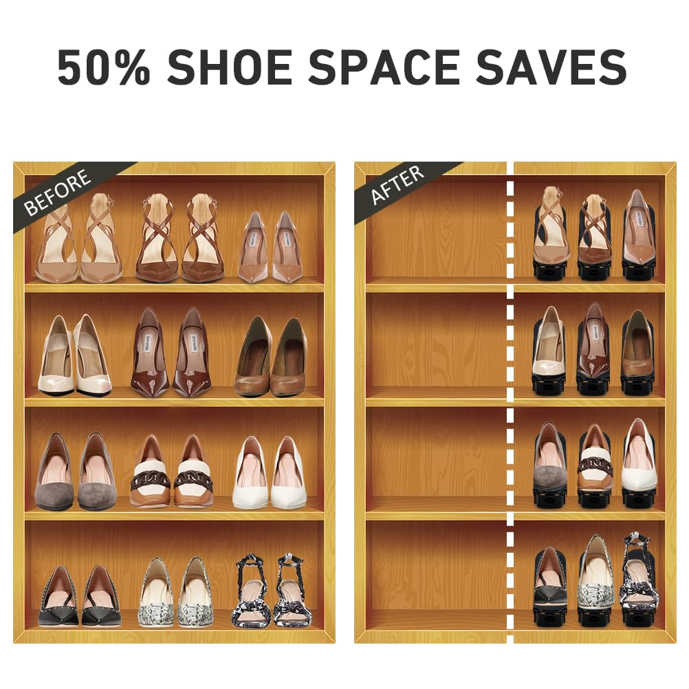 NVGSN shoe slots 20-pack adjustable height highlights flexible fit for many shoe sizes.