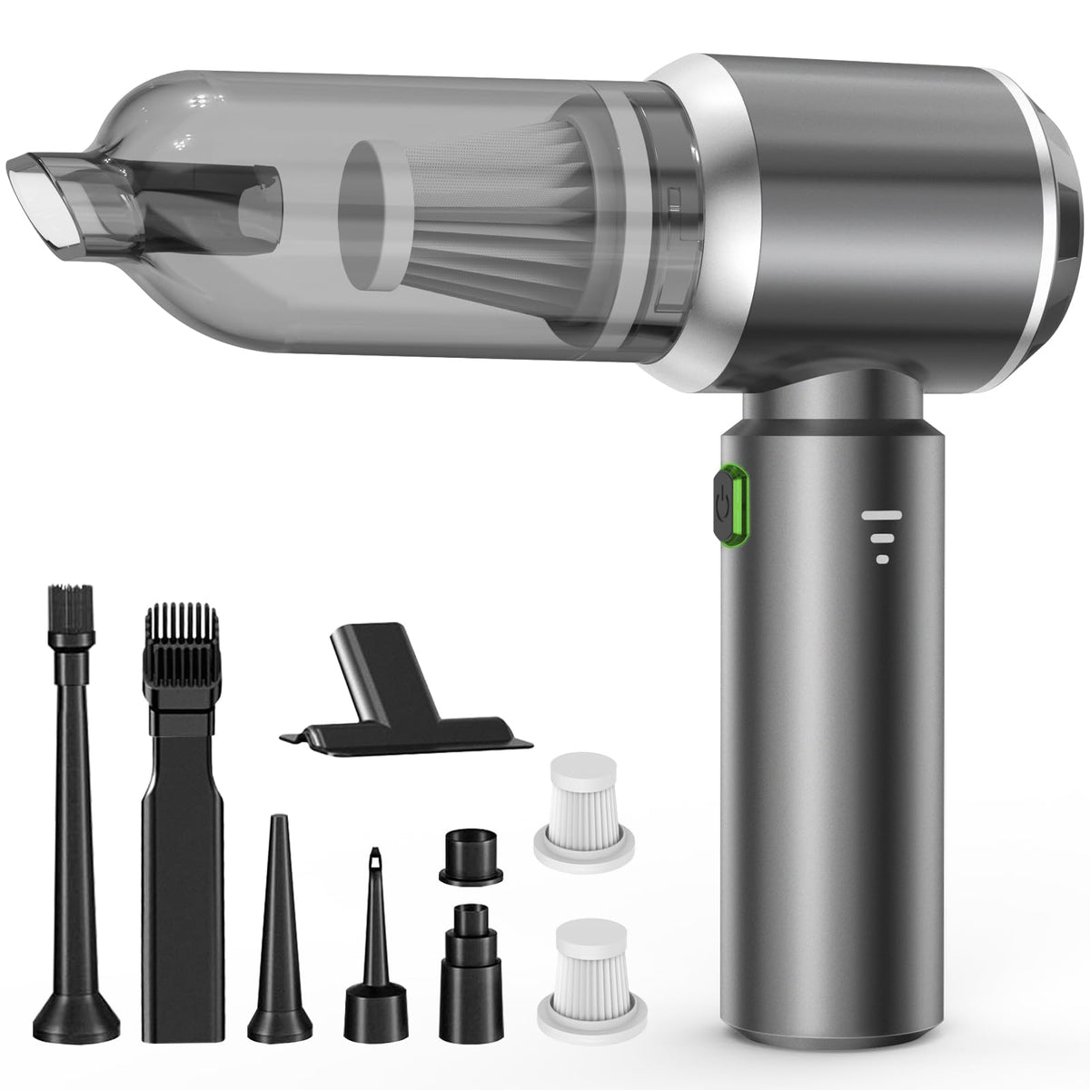 NVKHG handheld vacuum with strong 28000Pa suction for car interiors.