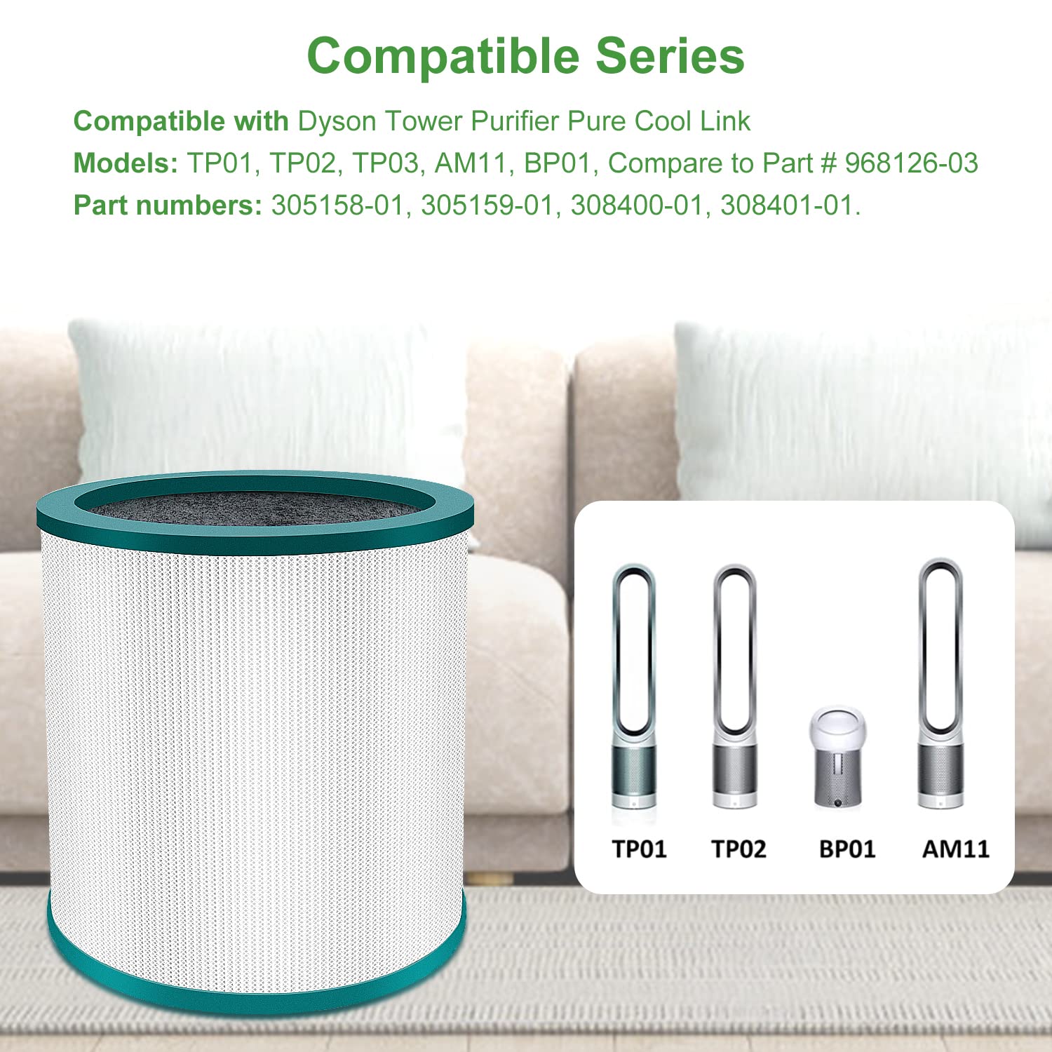 NXBHG Dyson compatibility highlights simple swap for TP01 TP02 models.