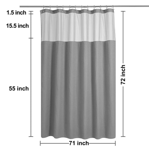 N&Y HOME standard 71x72 size fits most showers.