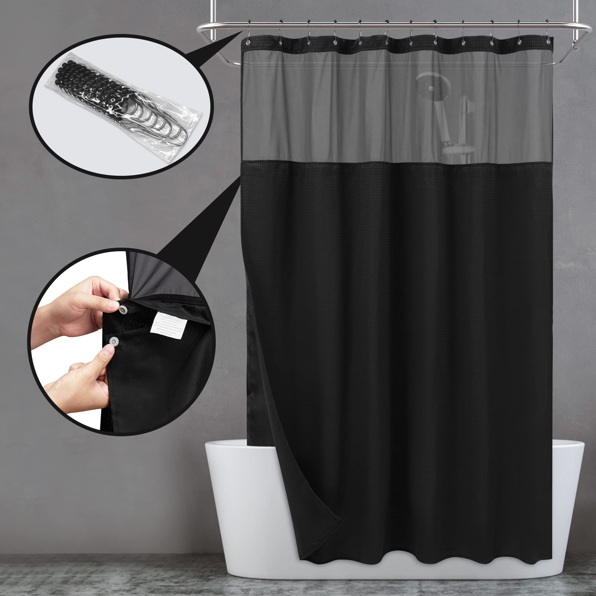 N&Y HOME 71x72 inch shower curtain fits standard showers with easy styling.