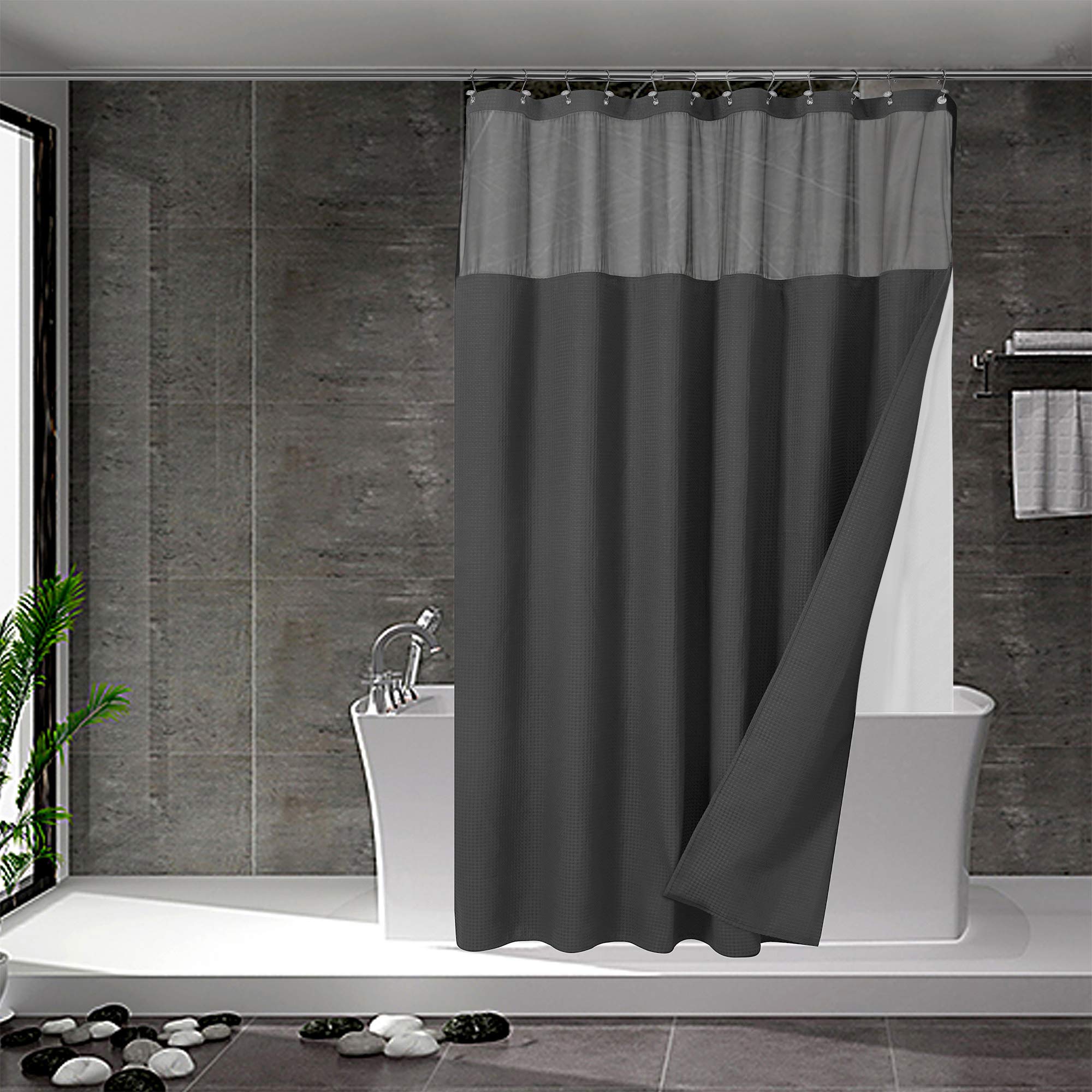N&Y HOME waffle weave curtain with liner; hotel-style look and quick-dry performance.