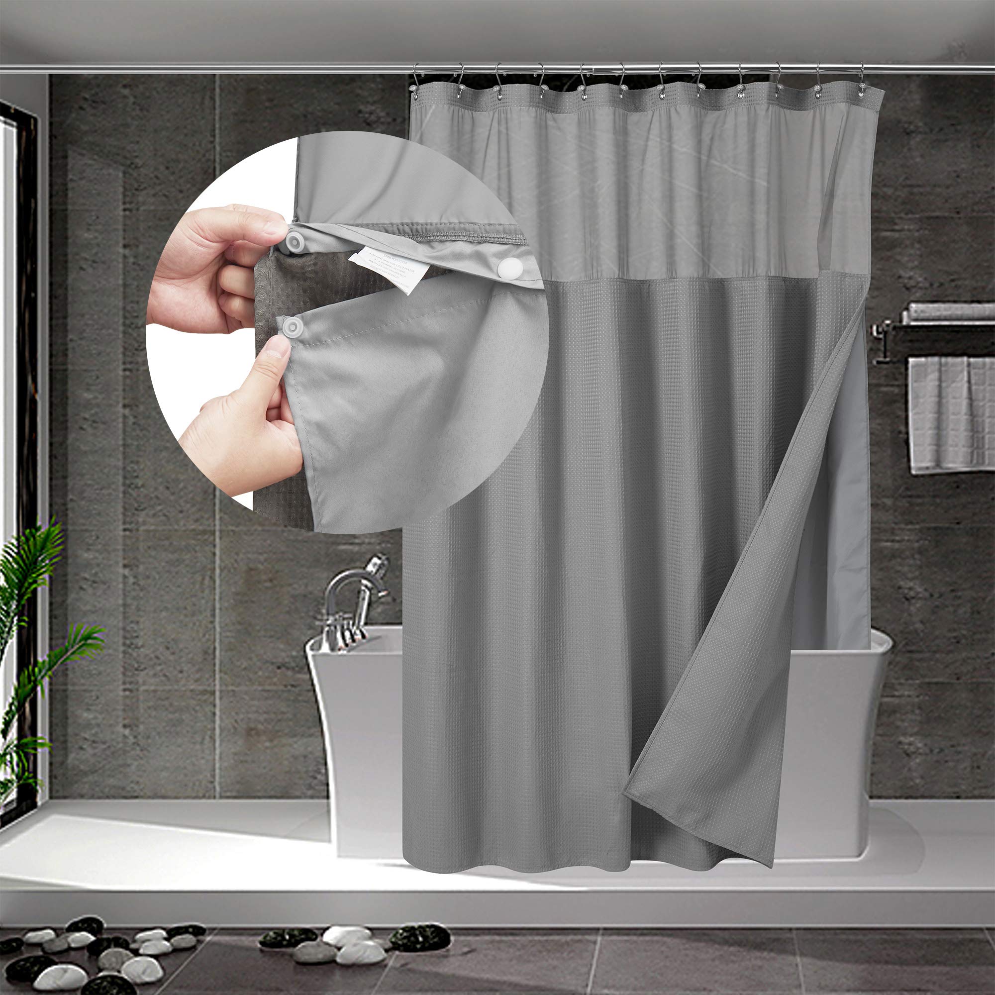 N&Y HOME waffle weave shower curtain with durable, stylish texture.
