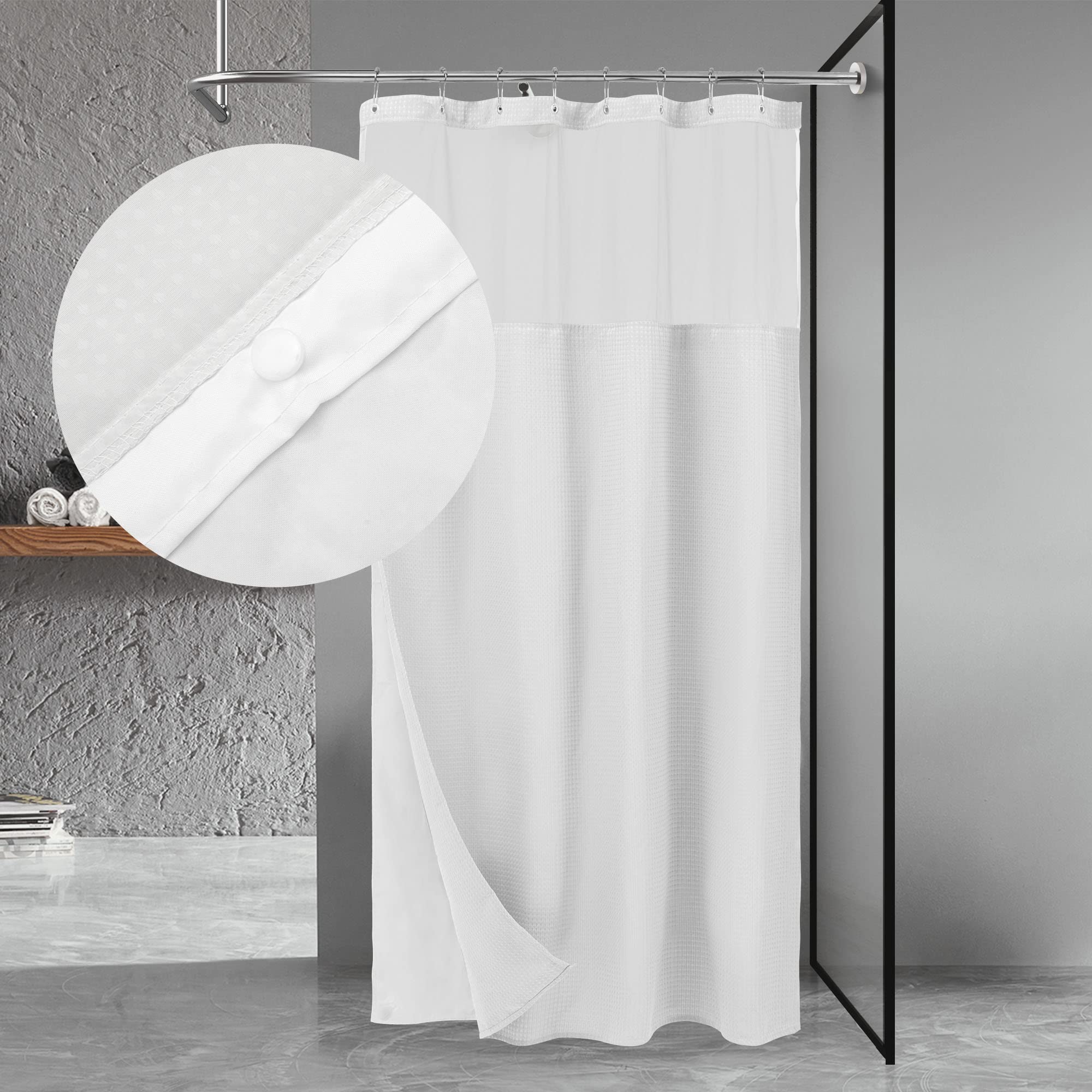 N&Y HOME 48x72 waffle weave curtain adds spa-like privacy with subtle texture.