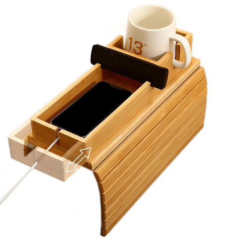NYNSVVF bamboo-couch-arm-tray keeps drinks steady on the sofa.