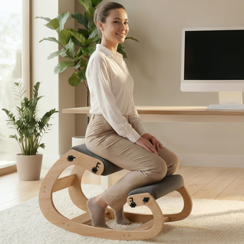 NYPOT ergonomic kneeling chair adjustable seat enhances desk comfort for work sessions.