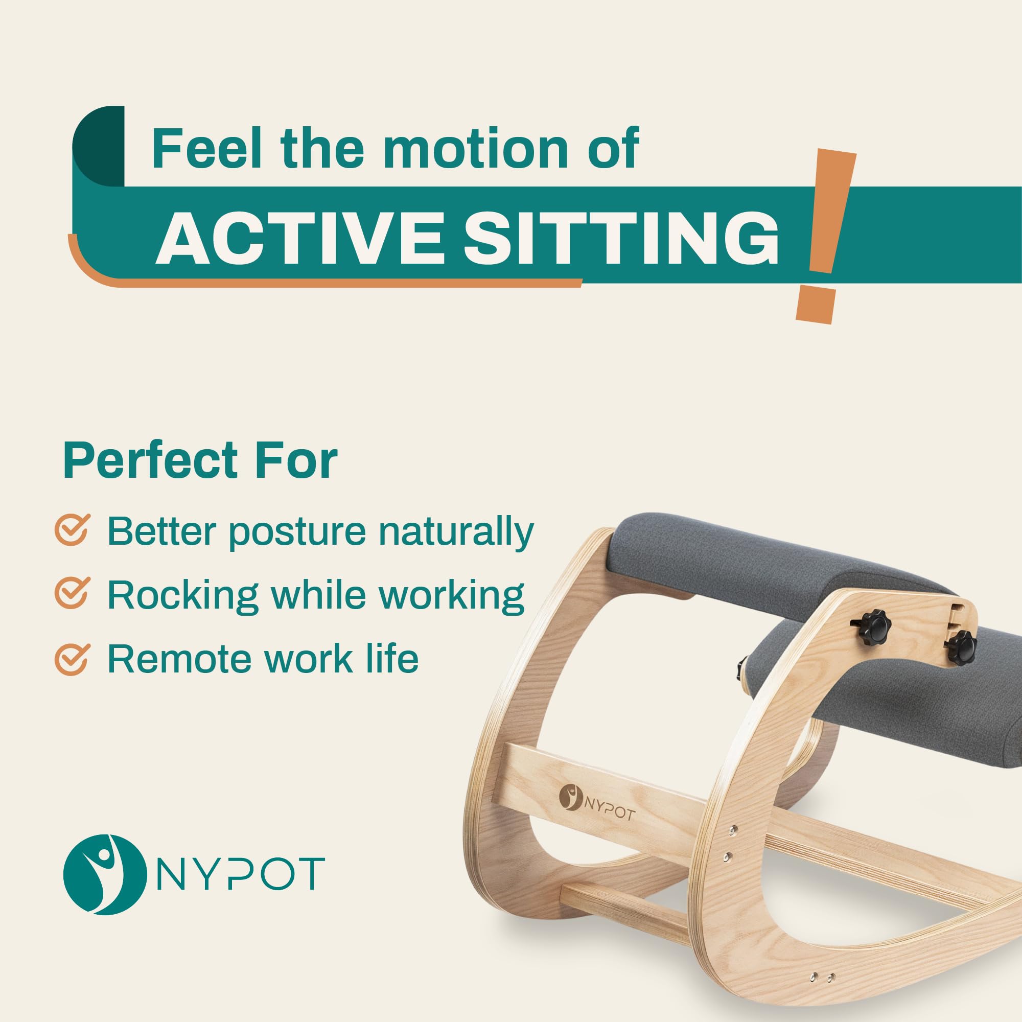 NYPOT kneeling chair posture-support promotes upright alignment while working.