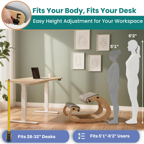 NYPOT kneeling chair durable wood frame supports up to 250 pounds.