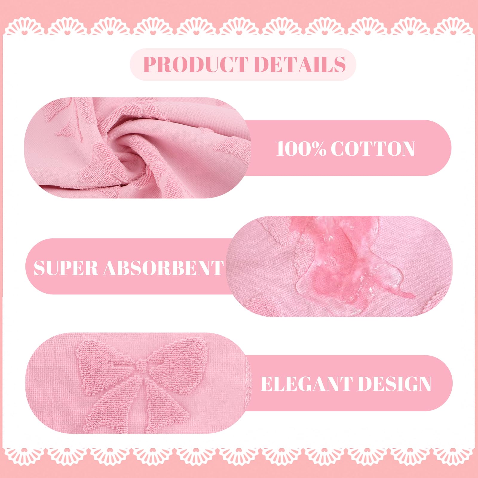 NZNDB pink bow towel set suits bathroom decor in a spa-like space.