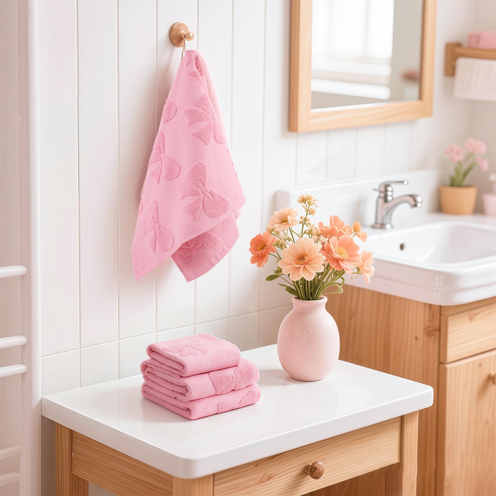 NZNDB pink bow towel makes a thoughtful gift for weddings or housewarmings.