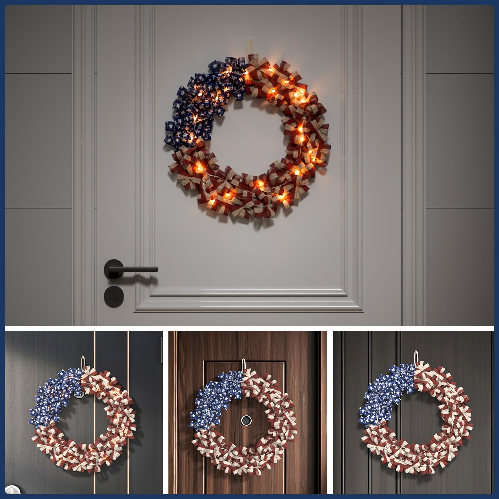 Nztze 18-inch wreath is lightweight and easy to hang indoors or outdoors.
