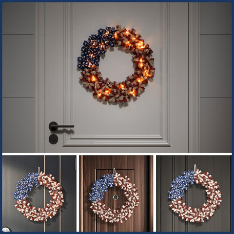 Nztze 18-inch wreath is lightweight and easy to hang indoors or outdoors.