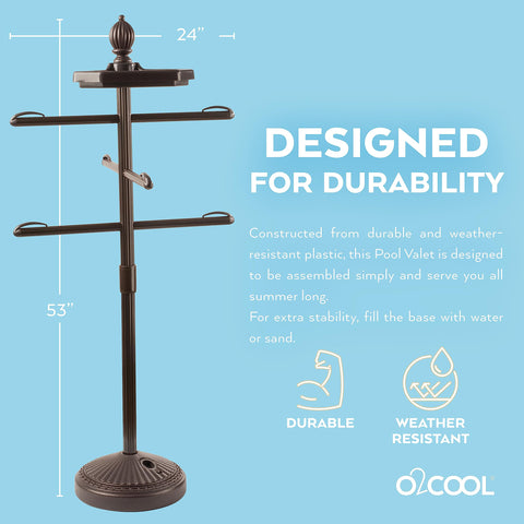 O2COOL Pool Valet Bronze durable plastic construction outdoors