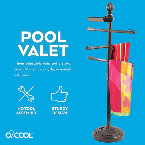 O2COOL Pool Valet Bronze weighted base for stable towel storage