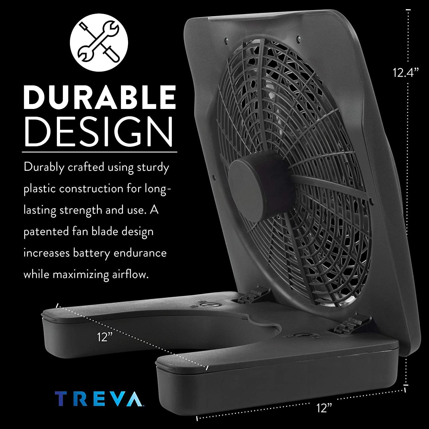 O2COOL Treva 10-Inch battery-operated fan for off-grid cooling