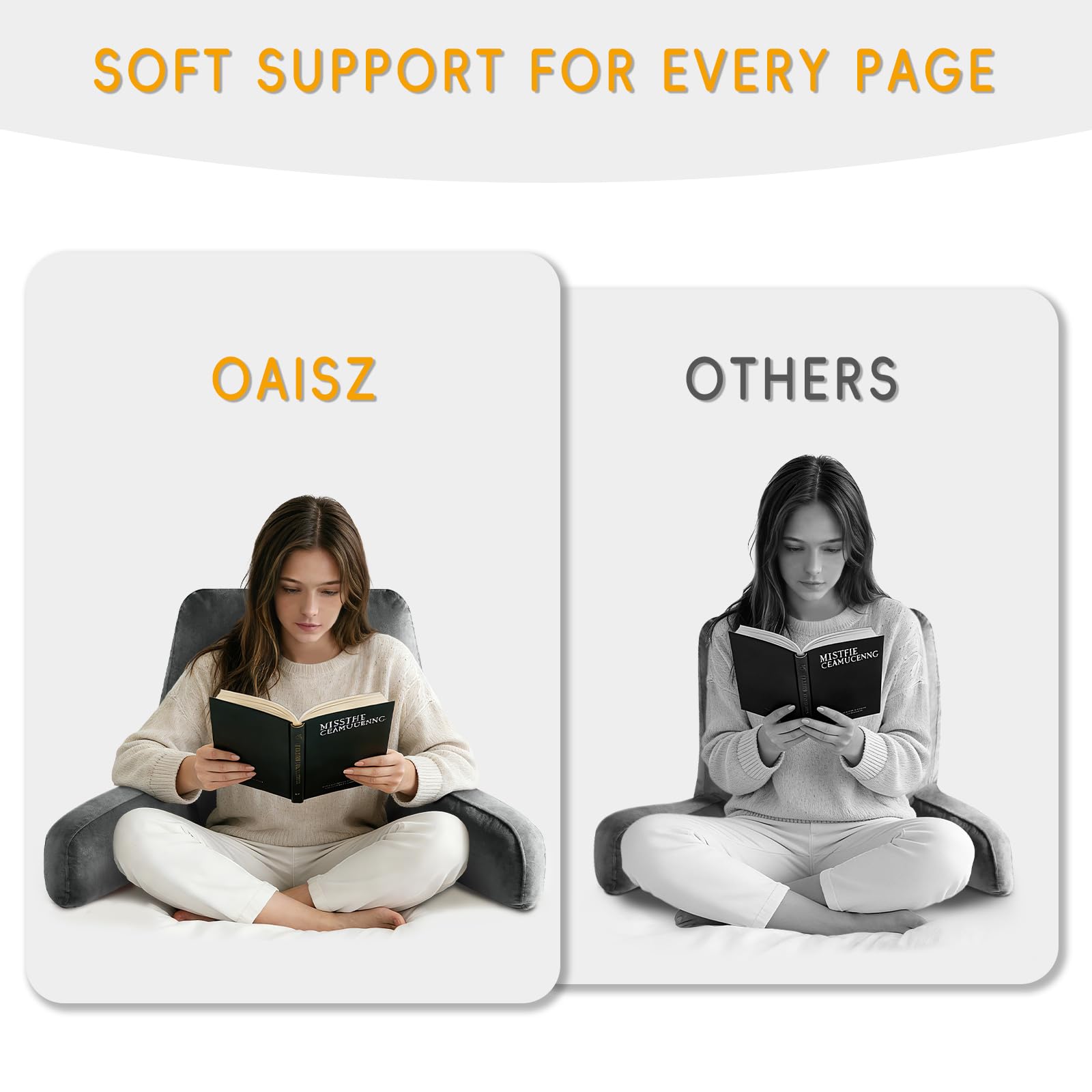 OAISZ Reading Pillow velour cover is washable and stain resistant