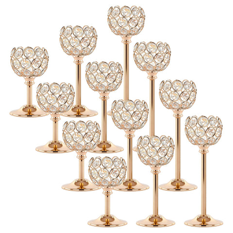 Oakernel Gold Crystal Tealight Holders, 3-tier set, creates dramatic dining centerpieces