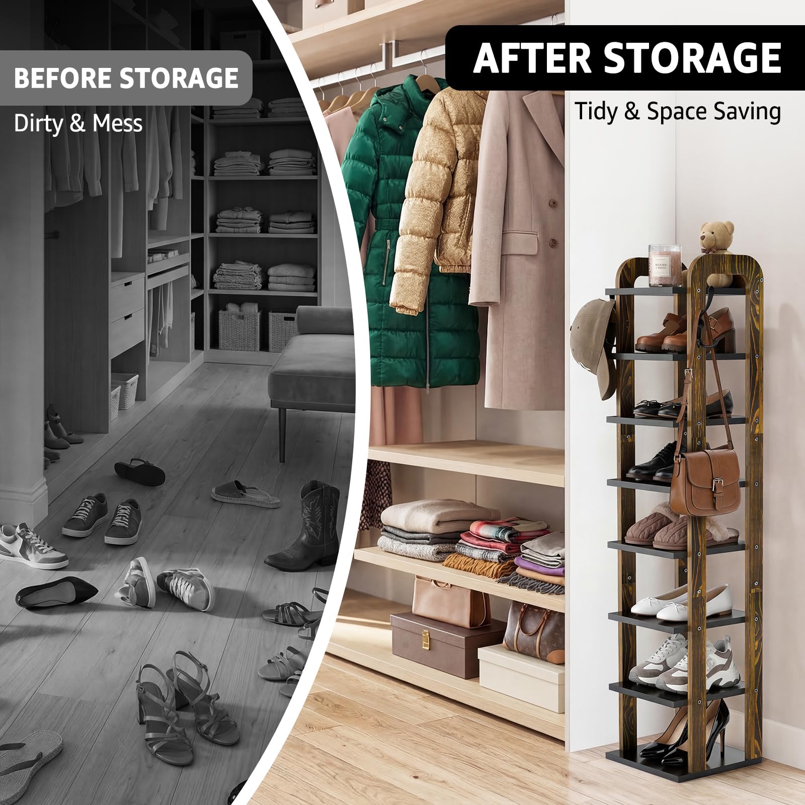 OakJAR 8-pair capacity shoe rack neatly organizing footwear