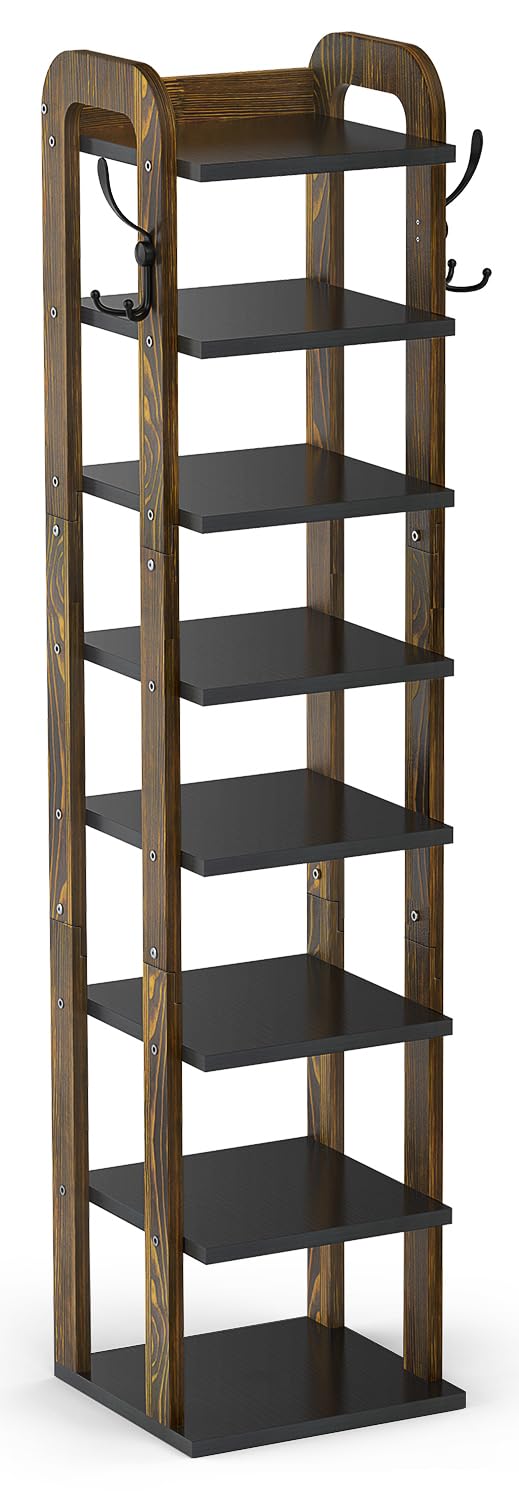 OakJAR 8-tier vertical shoe rack front view showing compact entryway storage