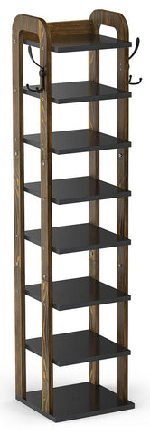 OakJAR 8-tier vertical shoe rack front view showing compact entryway storage