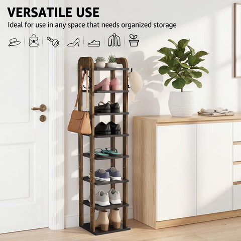 OakJAR compact shoe storage in a narrow bedroom