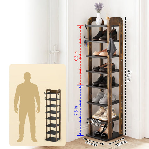 OakJAR sturdy wood shoe rack blending with living room decor