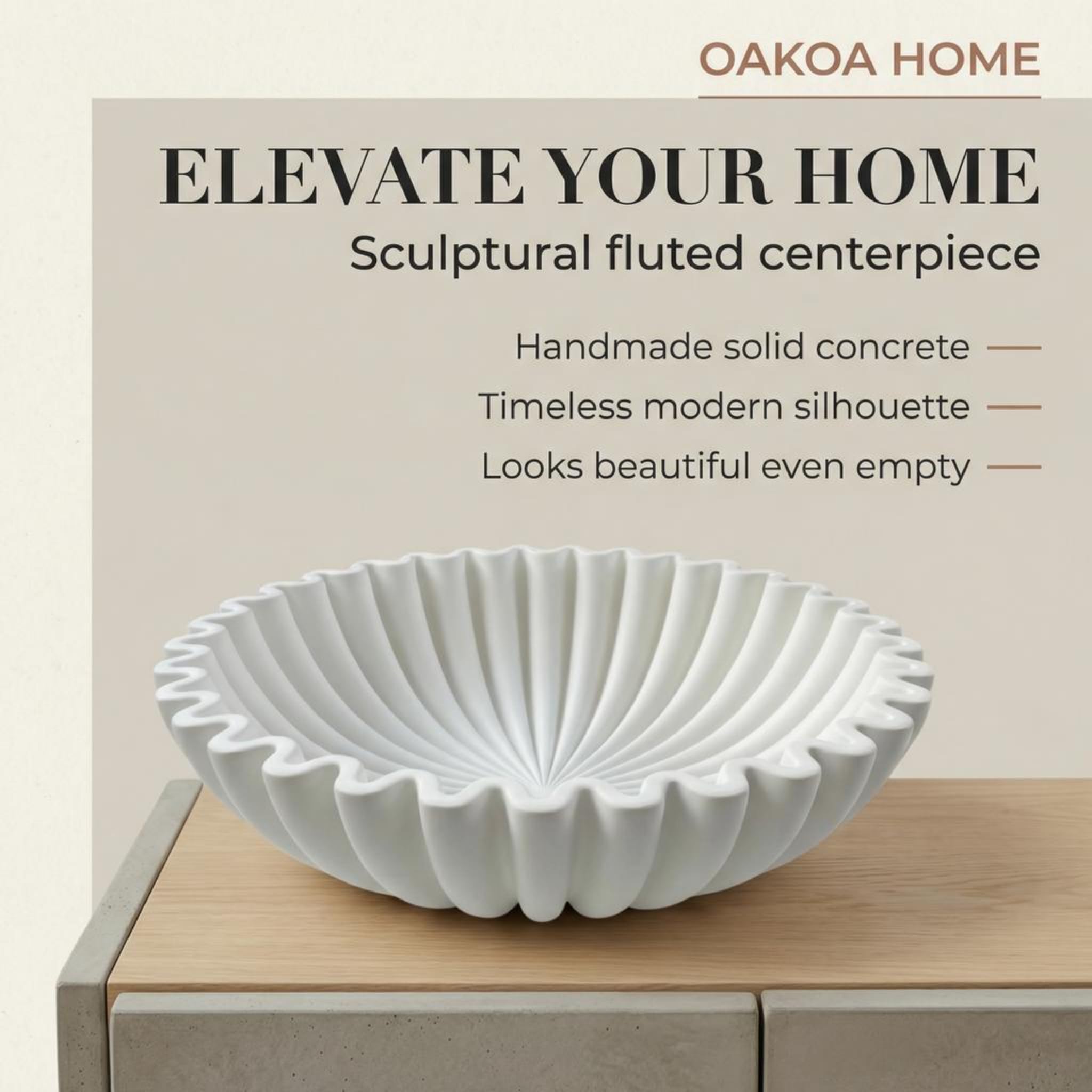 OAKOA centerpiece bowl in living room, elevating space with organic form.