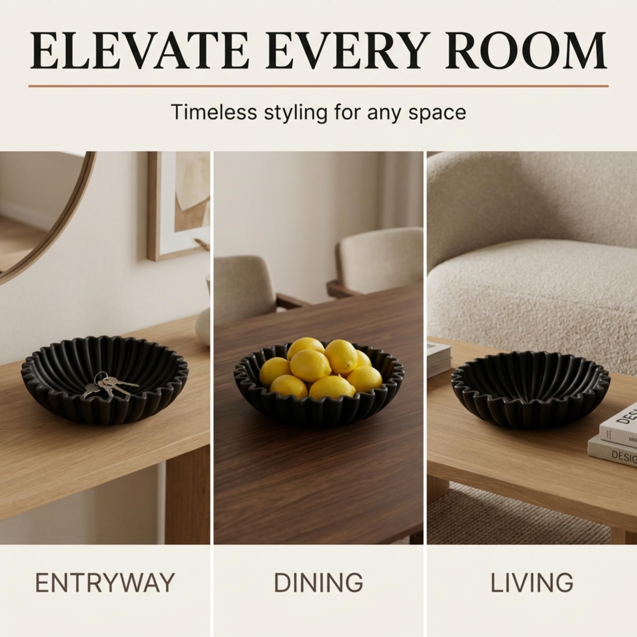 OAKOA durable black bowl supports daily use while adding refined style.