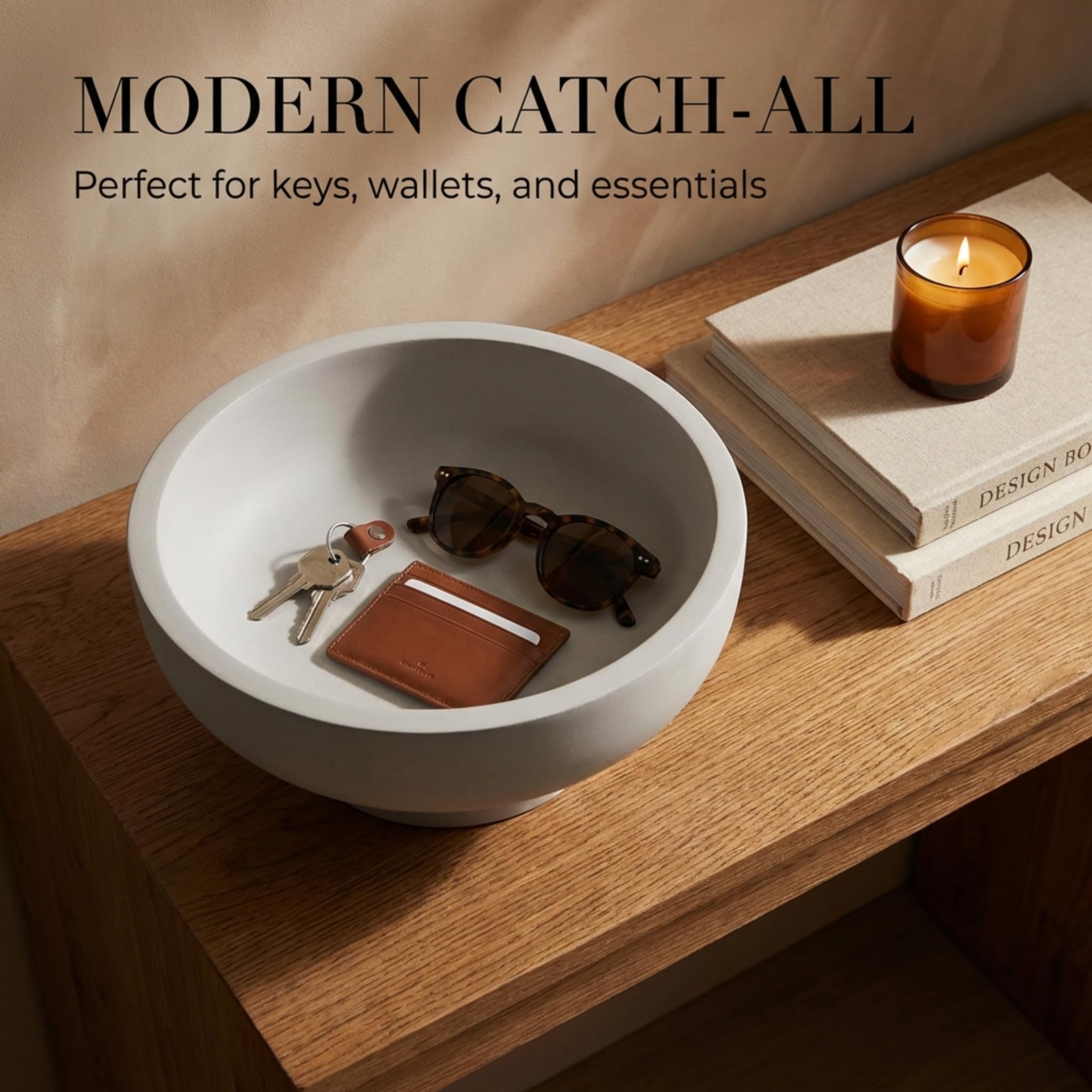 OAKOA concrete bowl weighs about 7.5 pounds for sturdy presence