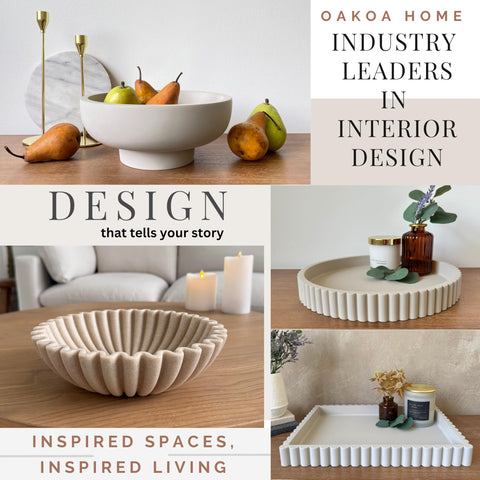 OAKOA large decorative bowl beige finish details highlight the smooth surface.
