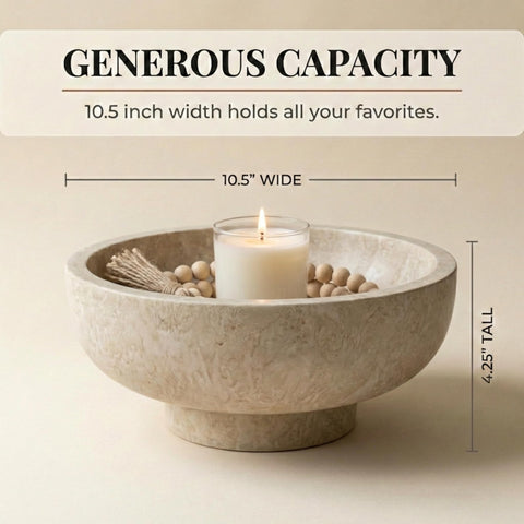 OAKOA large decorative bowl highlights unique resin variations and character.