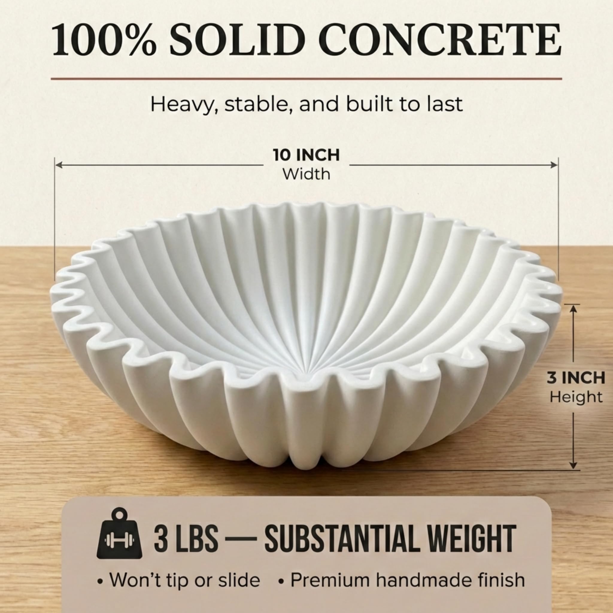 OAKOA organic fluted bowl form adds texture and dimension.