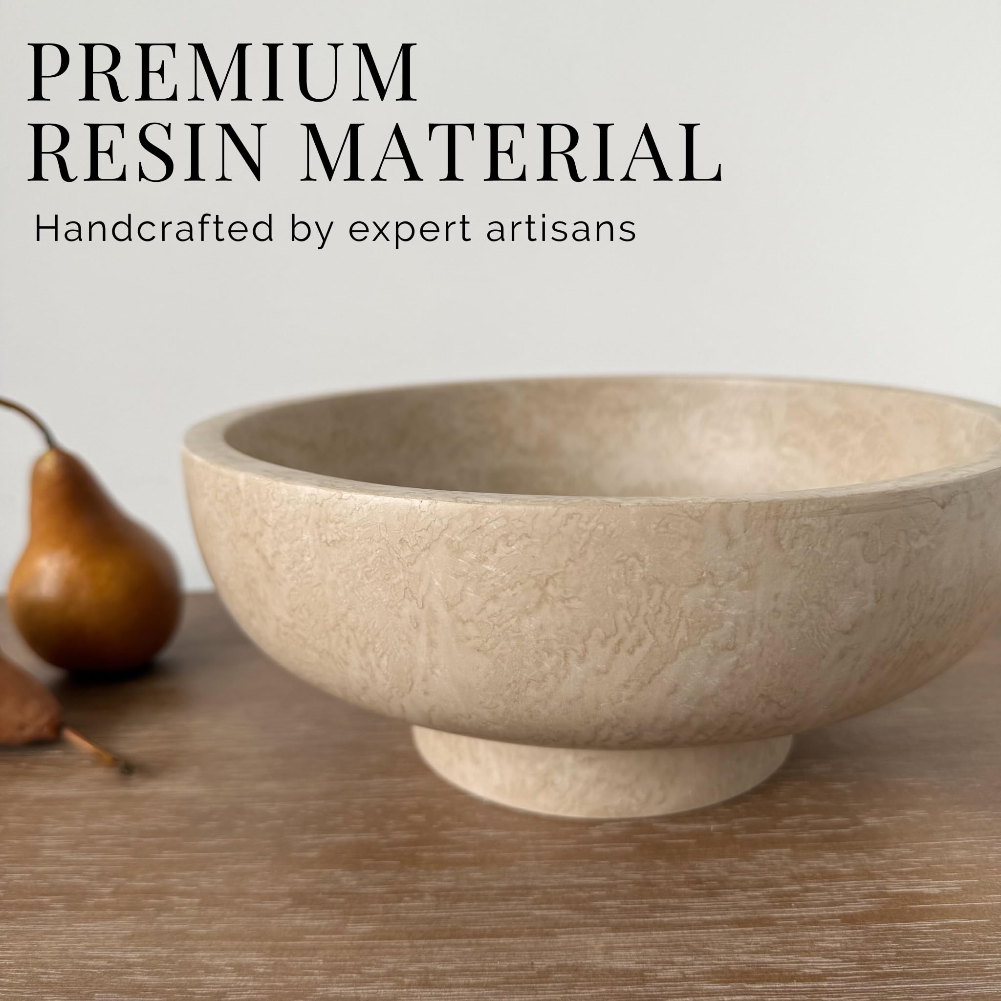 OAKOA beige-hued resin bowl close-up shows craftsmanship and texture.
